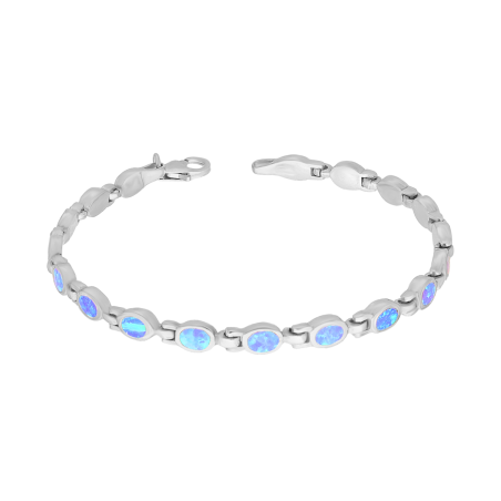 Srebrna bransoletka z niebieskimi opalami pr. 925 - JubilerSezam.pl