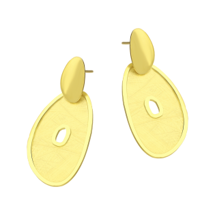 Kolczyki pozłacane szczotkowany owal z dziurką/sztyft M3-003-1 GOLD próba 925