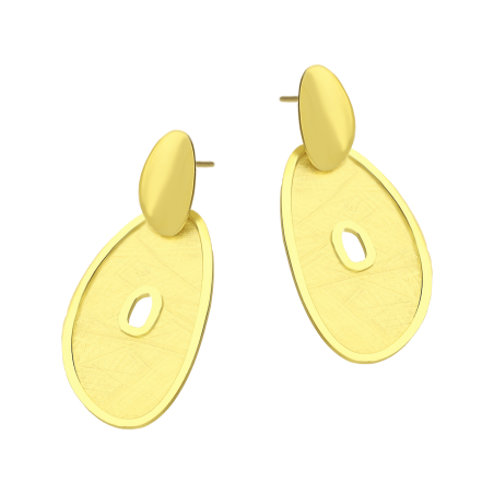 Kolczyki pozłacane szczotkowany owal z dziurką/sztyft M3-003-1 GOLD próba 925