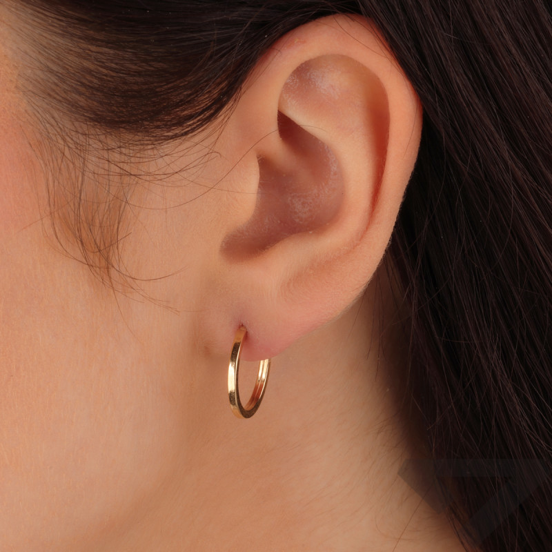 Kolczyki złote kwadratowe kółko 15 mm M3-324-15 próba 585