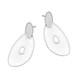 Kolczyki srebrne szczotkowany owal z dziurką/sztyft M3-003-1 ROD próba 925