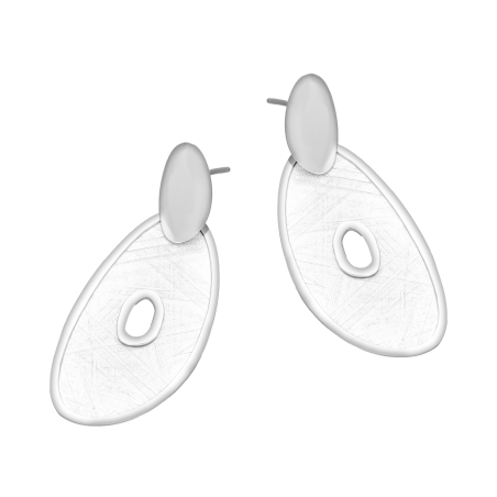 Kolczyki srebrne szczotkowany owal z dziurką/sztyft M3-003-1 ROD próba 925