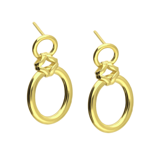 Kolczyki srebrne wiszące owale koloru złotego