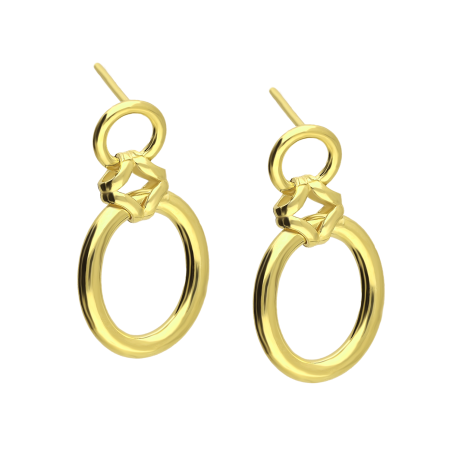 Kolczyki srebrne wiszące owale koloru złotego