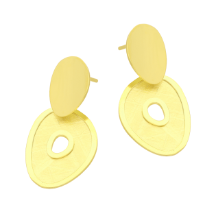 Kolczyki srebrne wiszące szczotkowany owal z dziurką