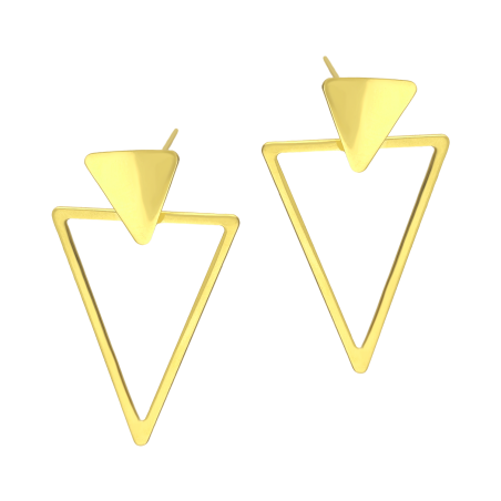 Kolczyki pozłacane trójkąt ramka i gładki trójkąt/sztyft M3-389 GOLD próba 925