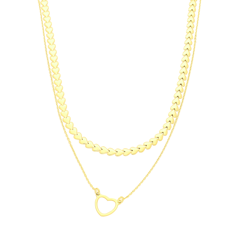 Bransoleta pozłacana gładkie serca w rzędzie i serce ramka/rolo M3-401 GOLD próba 925