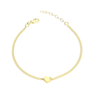 Pozłacana Bransoletka Srebrna Serce Pancerka pr. 925 - JubilerSezam.pl
