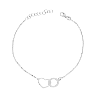 Srebrna Bransoletka Serce i Kółko Rolo pr. 925 - JubilerSezam.pl