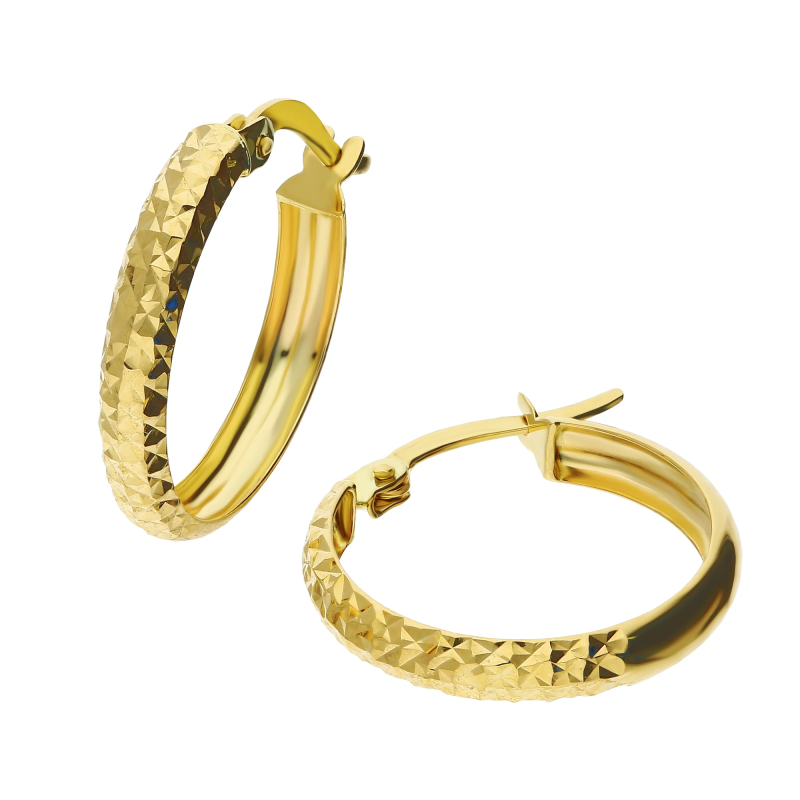 Złote Kolczyki Kółka Grawerowane pr. 375 - JubilerSezam.pl