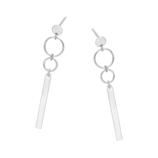 Kolczyki srebrne prostokątna blaszka i okrągłe ramki/sztyft M3-449 ROD próba 925