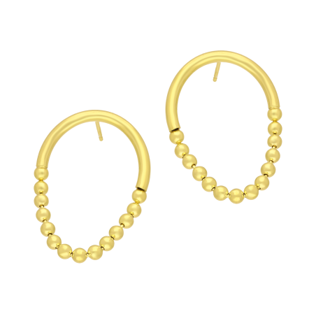 Kolczyki pozłacane półkole i kulki bead/sztyft M3-470 GOLD próba 925