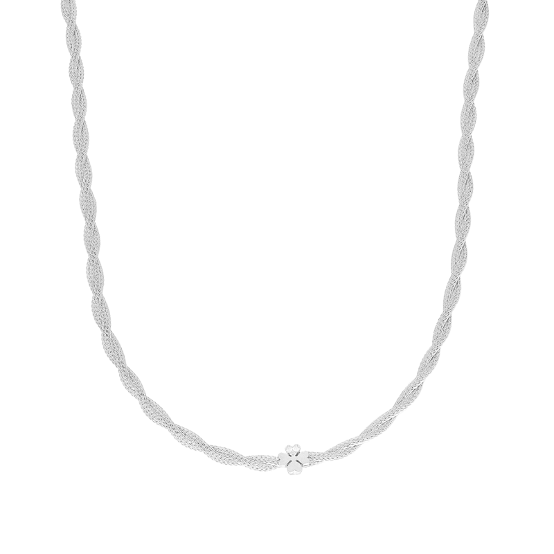 Naszyjnik srebrny koniczynka z cyrkoniami/calca skręcana reg. M3-486 ROD próba 925