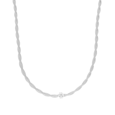 Naszyjnik srebrny koniczynka z cyrkoniami/calca skręcana reg. M3-486 ROD próba 925