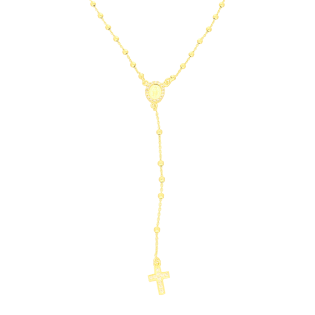 Naszyjnik pozłacany różaniec ze ścinanymi paciorkami M3-490 GOLD próba 925