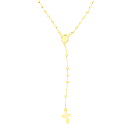 Naszyjnik pozłacany różaniec ze ścinanymi paciorkami M3-490 GOLD próba 925