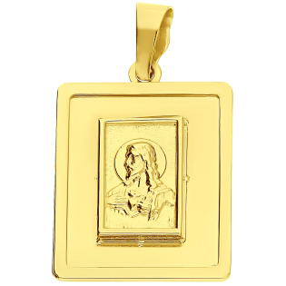 Medalik złoty Serce Pana Jezusa w prostokącie próba 585