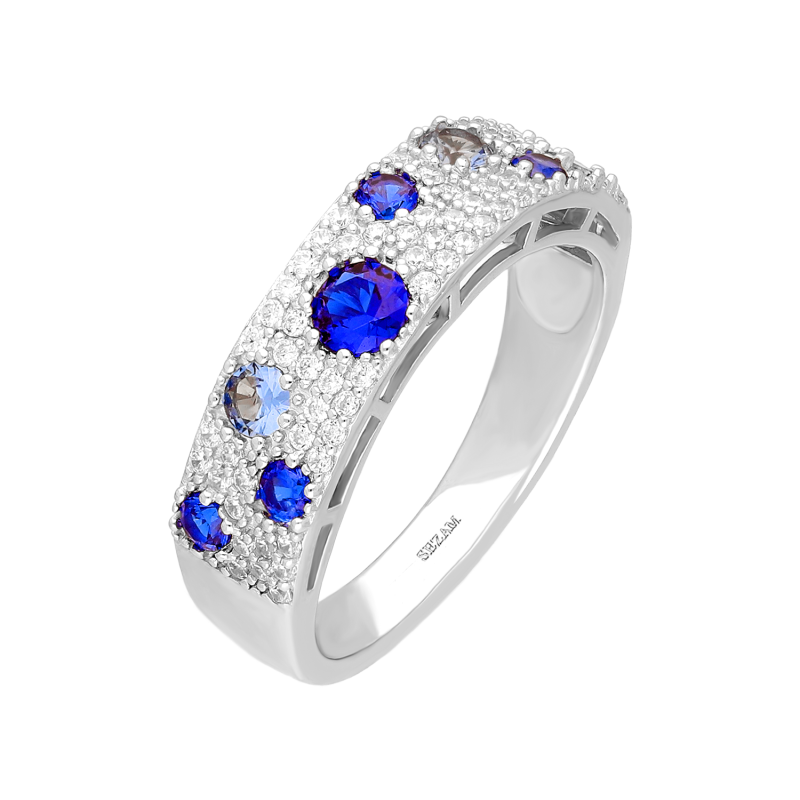 Srebrny Pierścionek Fala z Cyrkoniami pr. 925 - JubilerSezam.pl