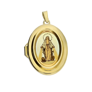 Medalik złoty puzderko z Niepokalaną