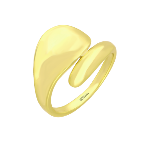 Pierścionek pozłacany wypukła blaszka w formie kropli HS2108 GOLD próba 925