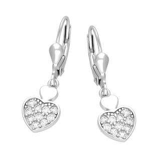 Srebrne kolczyki serca z cyrkoniami pr. 925 - JubilerSezam.pl