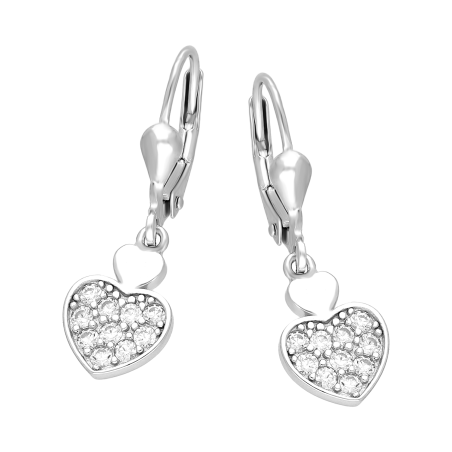 Srebrne kolczyki serca z cyrkoniami pr. 925 - JubilerSezam.pl