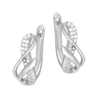 Kolczyki srebrne ósemka z białymi cyrkoniami/ang.zap. HS2116 próba 925