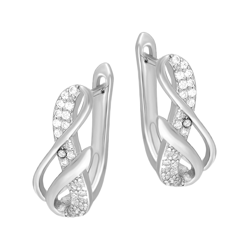Kolczyki srebrne ósemka z białymi cyrkoniami/ang.zap. HS2116 próba 925