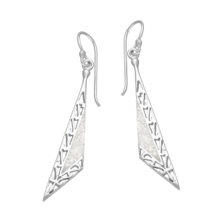 Srebrne Kolczyki Ażurowy Trójkąt z Opalem - JubilerSezam.pl