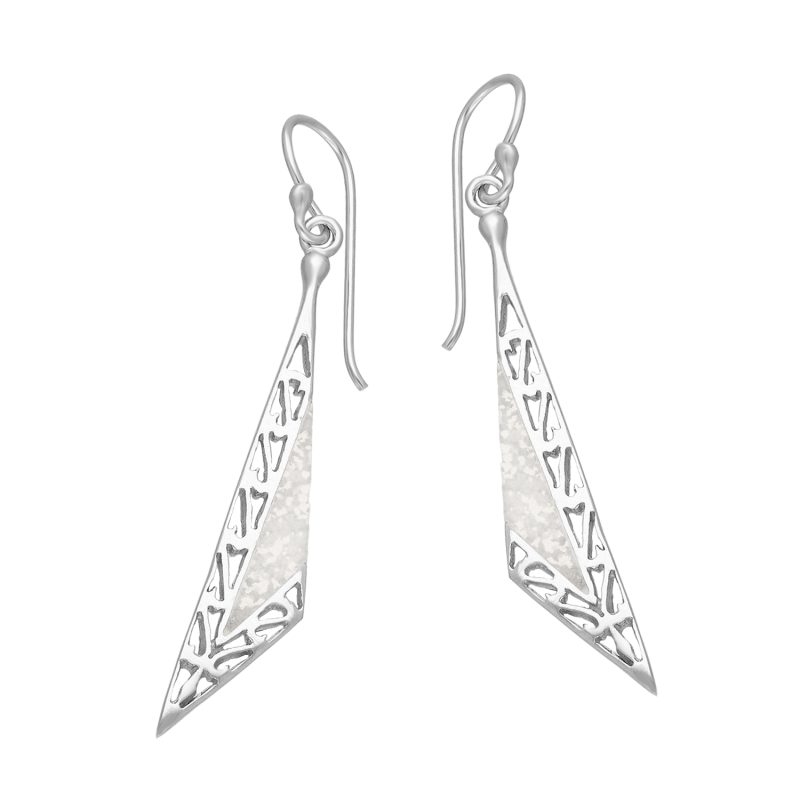 Srebrne Kolczyki Ażurowy Trójkąt z Opalem - JubilerSezam.pl