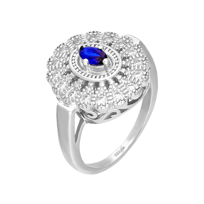 Srebrny Pierścionek Markiza z Cyrkonią - JubilerSezam.pl