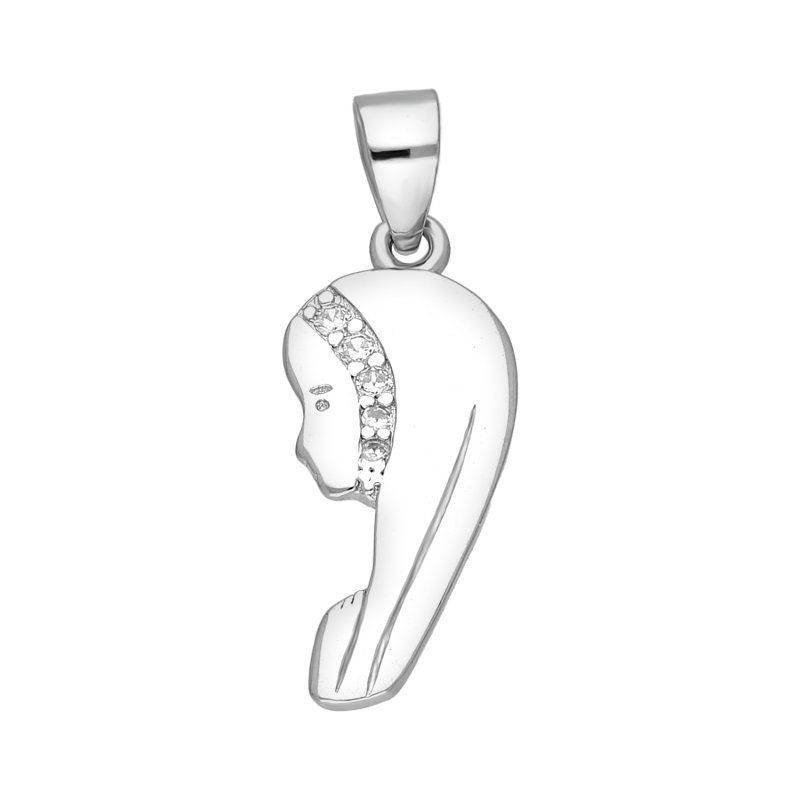 Medalik srebrny Matka Boska Modląca z cyrkoniami