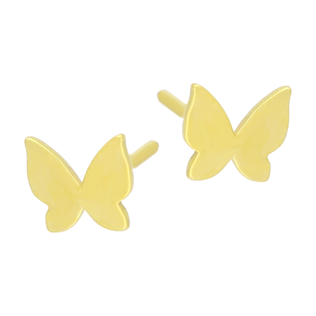 Kolczyki pozłacane gładki motyl/sztyft M3-371 GOLD próba 925