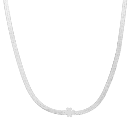 Naszyjnik srebrny gładka koniczynka na taśmie/reg. M3-404 ROD próba 925