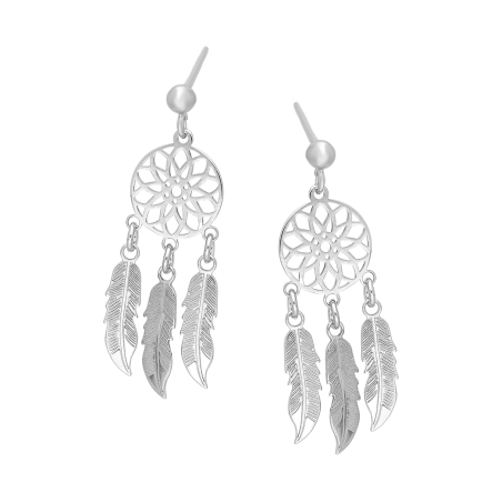 Kolczyki srebrne ażurowy łapacz snów/sztyft M3-406 ROD próba 925