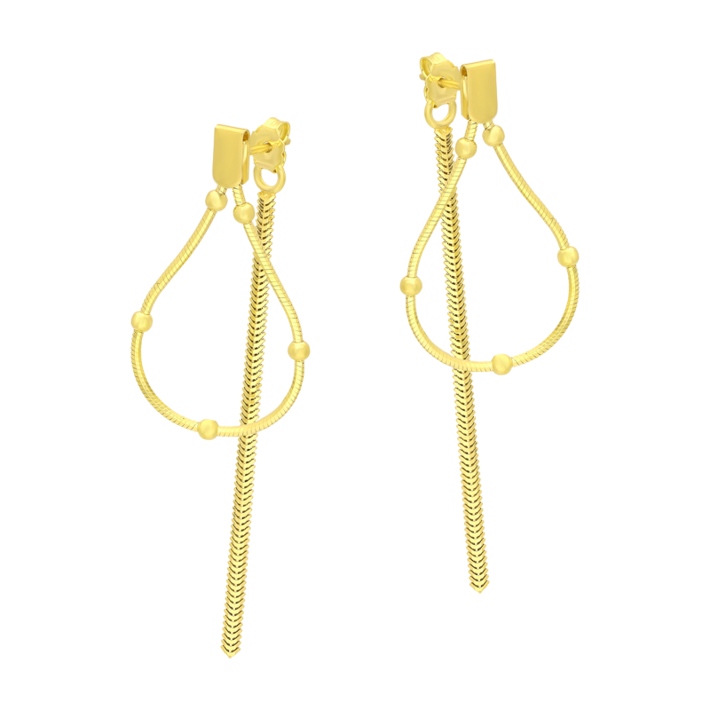 Kolczyki pozłacane kropla i taśma jodełka/sztyft M3-420 GOLD próba 925