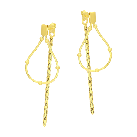 Kolczyki pozłacane kropla i taśma jodełka/sztyft M3-420 GOLD próba 925