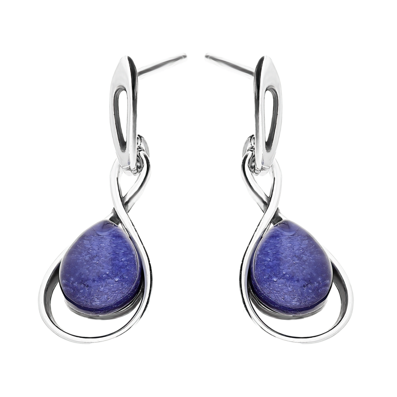 Kolczyki srebrne kropla z niebieskim uleksytem jubilerskim/sztyft SZ320 niebieski próba 925