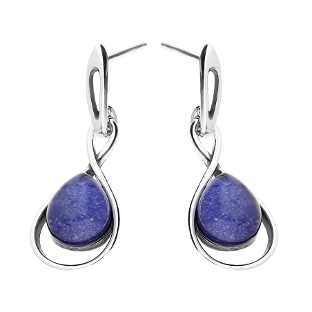 Kolczyki srebrne kropla z niebieskim uleksytem jubilerskim/sztyft SZ320 niebieski próba 925