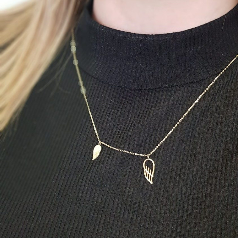 Naszyjnik złoty z dwoma skrzydłami/rolo AR VXXFFOR6N0970-II-DC-FCZ próba 585