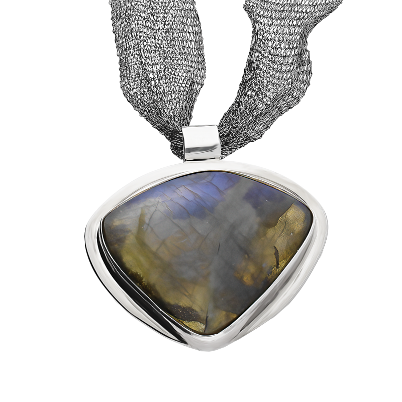 Srebrny naszyjnik z labradorytem próby 925 - JubilerSezam.pl