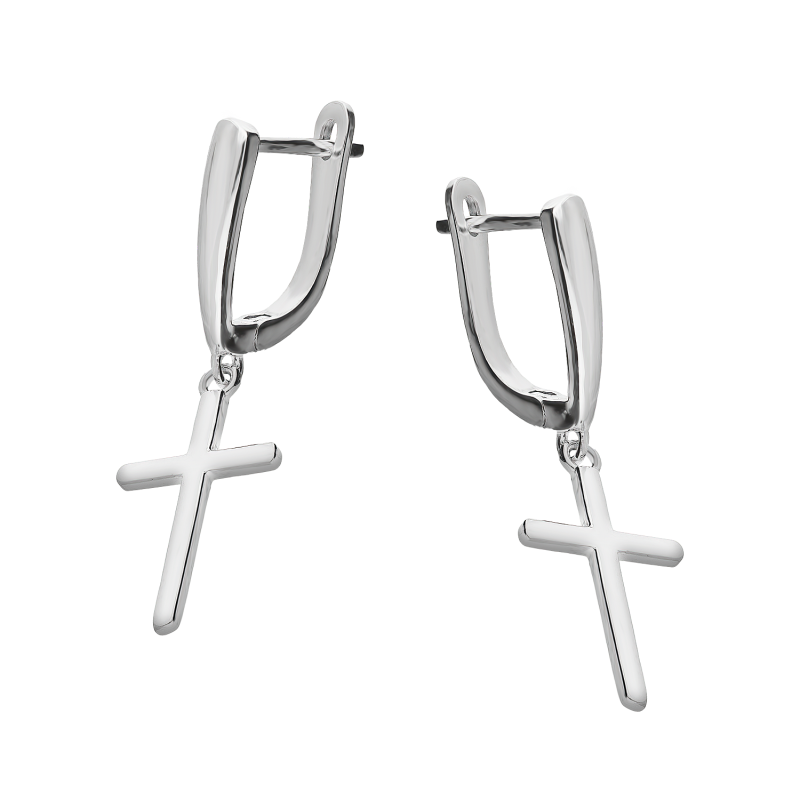 Srebrne kolczyki z krzyżykiem pr. 925 - JubilerSezam.pl