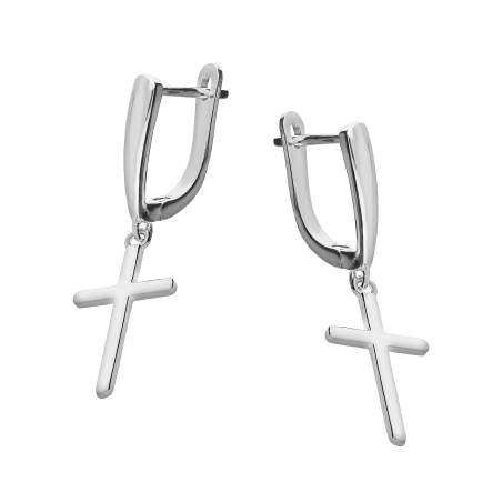 Kolczyki srebrne z wiszącym krzyżykiem/ang.zap. HS2013 próba 925