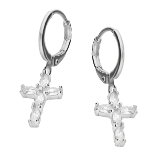 Srebrne Kolczyki Krzyżyki z Cyrkoniami pr. 925 - JubilerSezam.pl