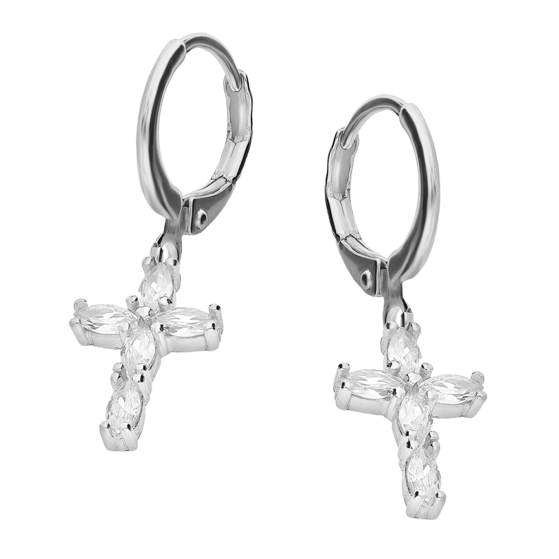 Srebrne Kolczyki Krzyżyki z Cyrkoniami pr. 925 - JubilerSezam.pl