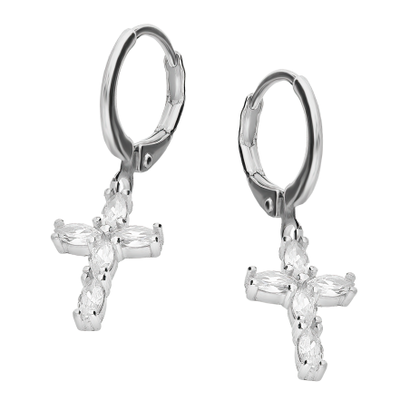 Srebrne Kolczyki Krzyżyki z Cyrkoniami pr. 925 - JubilerSezam.pl