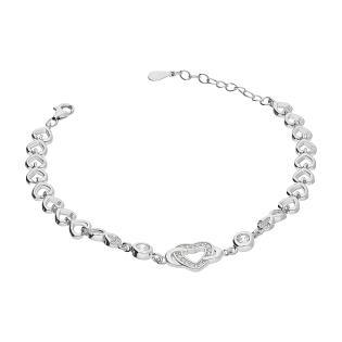 Srebrna bransoletka serce, nieskończoność z cyrkoniami - JubilerSezam.pl