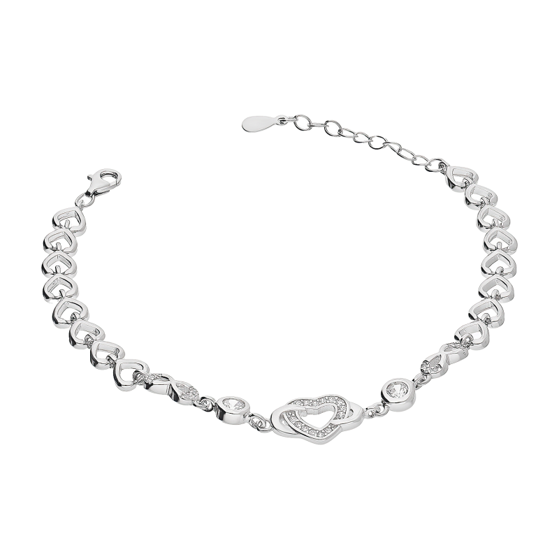 Srebrna bransoletka serce, nieskończoność z cyrkoniami - JubilerSezam.pl