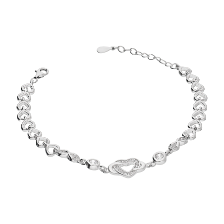 Srebrna bransoletka serce, nieskończoność z cyrkoniami - JubilerSezam.pl