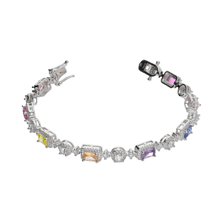 Srebrna bransoletka z kolorowymi cyrkoniami próby 925 - JubilerSezam.pl